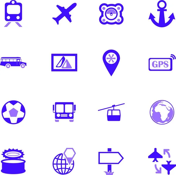 Conjunto Iconos Viajes Turismo Estilo Simple Icono Vector Transporte Para — Vector de stock