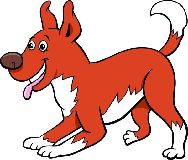 Dibujos Animados Ilustración Divertido Juguetón Perro Comic Animal Carácter — Vector de stock