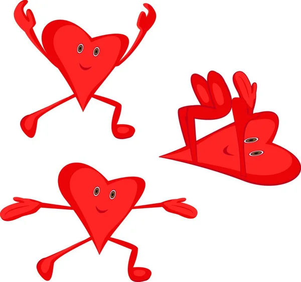 Ejercicios Cardiovasculares Matutinos Para Concepto Saludable Del Corazón Corazones Dibujos — Vector de stock