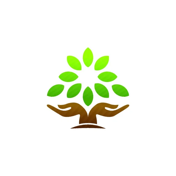 Δέντρο Χέρι Λογότυπο Έννοια Χέρι Δέντρο Φύση Ευεξία Εικονίδιο Υγείας — Διανυσματικό Αρχείο