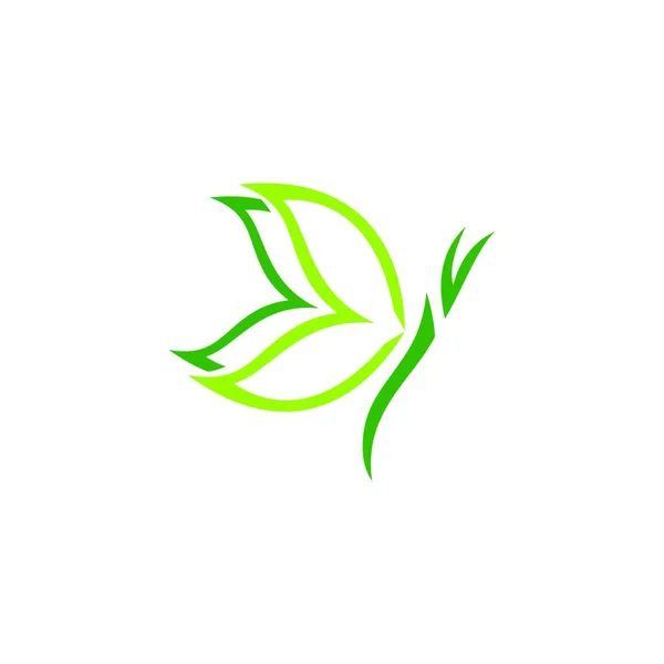 Натуральная Красота Зеленая Бабочка Логотип Концепция Спа Символ Иконка Вектор — стоковый вектор