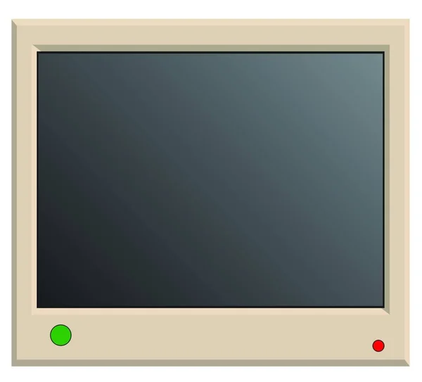 Retro Bézs Számítógép Monitor Izolált Fehér Háttér — Stock Vector