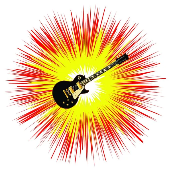 Guitare Rock Roll Définitive Noir Avec Fond Flash Lumineux — Image vectorielle