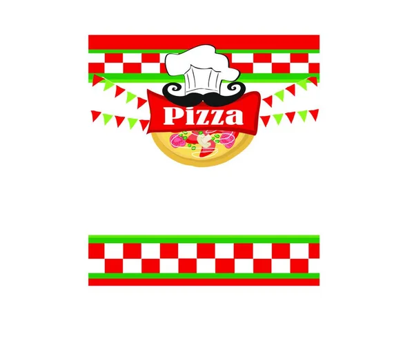Pizza Med Kött Och Grönsaker Vektor Illustration — Stock vektor