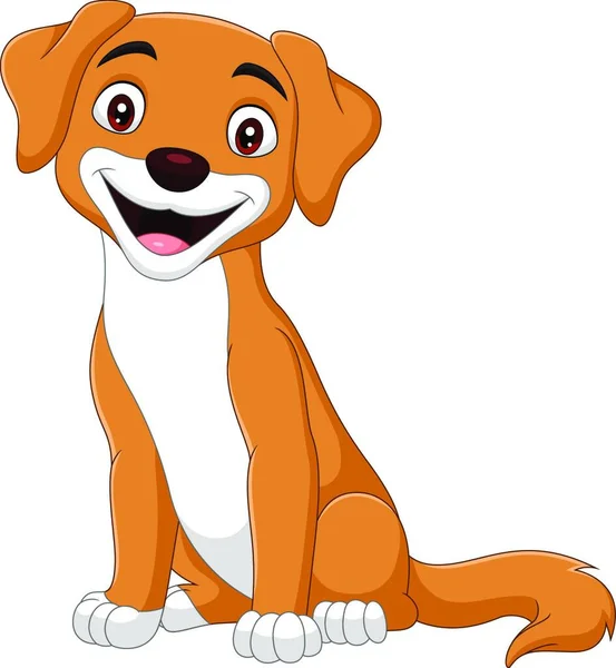 Cartoon Happy Dog White Background — Stock Vector