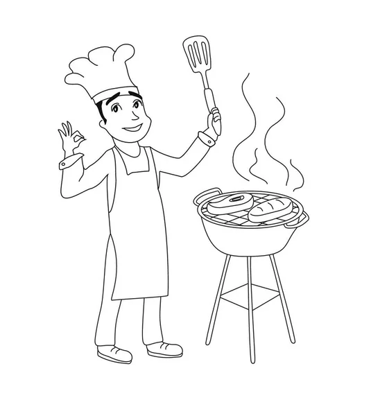 Chef Cocina Con Carne Verduras Vector Ilustración Diseño — Archivo Imágenes Vectoriales