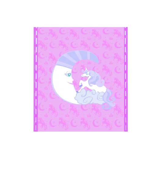 Carte Douche Bébé Avec Coeur Rose Lune — Image vectorielle
