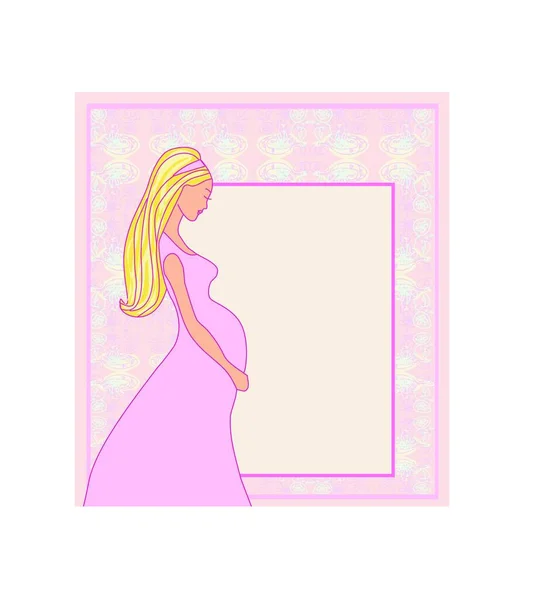 Pregnant Woman Pink Dress — Stock Vector