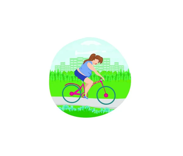 Jovem Mulher Andar Bicicleta Parque —  Vetores de Stock