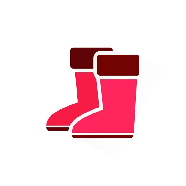雨のブーツ 分離されたカラーアイコン 冬の履物のグリフ図 — ストックベクタ