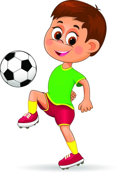 Topu Olan Bir Futbolcu Çocuk Bir Futbolcunun Spor Kıyafetleri Içinde — Stok Vektör