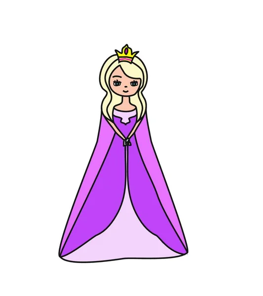 Princesa Bonito Com Coroa Estrelas Design Ilustração Vetorial — Vetor de Stock