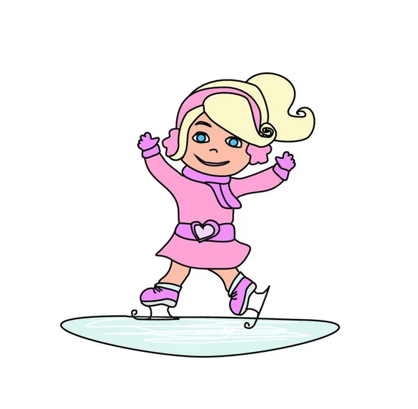 Cute Little Girl Jumping Ice Cream Vector Illustration — Stock Vector