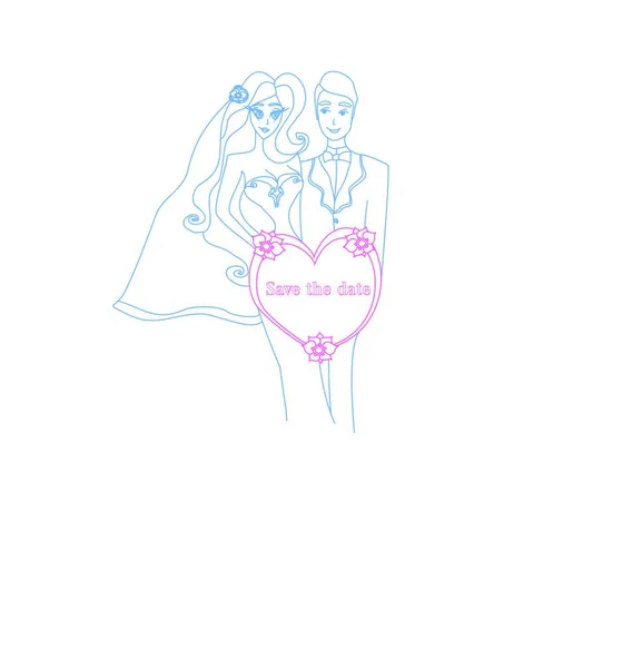 Couple Mariage Avec Dessin Main Croquis Doodle — Image vectorielle