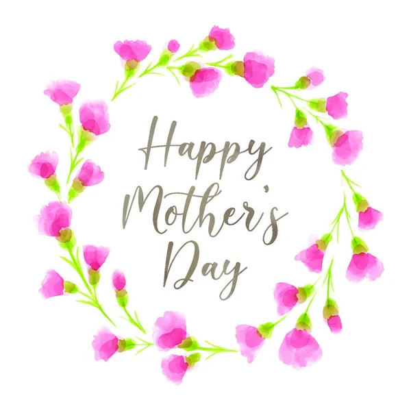 Χαρούμενη Γιορτή Της Μητέρας Στεφάνι Λουλουδιών Ροζ Γαρύφαλλο — Διανυσματικό Αρχείο