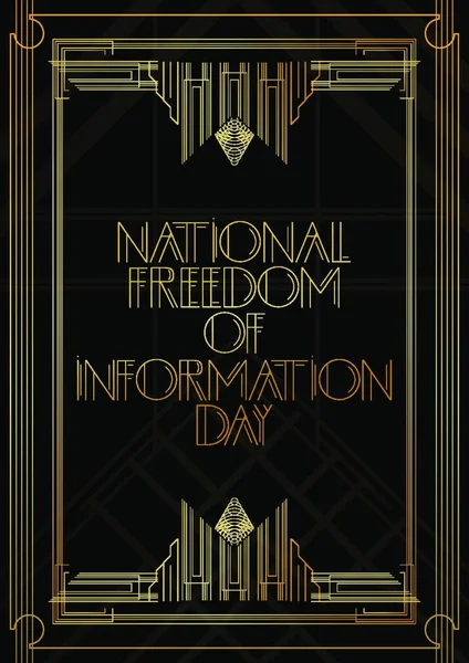 Art Deco Texto Del Día Nacional Libertad Información Tarjeta Felicitación — Vector de stock