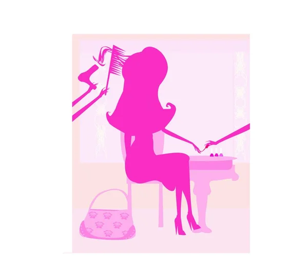 Mujer Con Vestido Rosa Sobre Fondo Blanco — Vector de stock