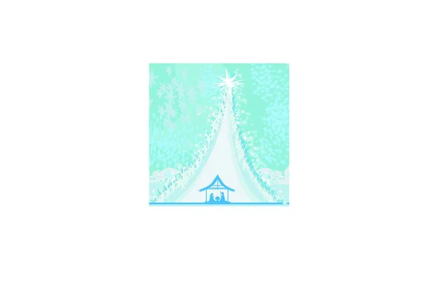 モミの木と雪のクリスマスカード — ストックベクタ