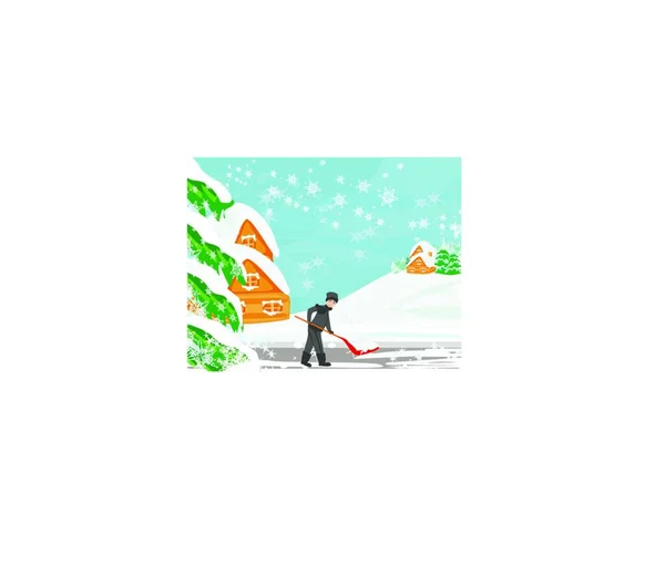 Árbol Navidad Con Nieve Árboles — Vector de stock