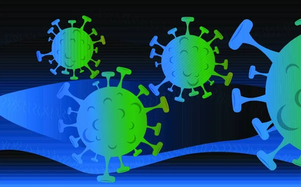 Ilustración Vectorial Del Coronavirus Chino Covid Bajo Microscopio — Vector de stock