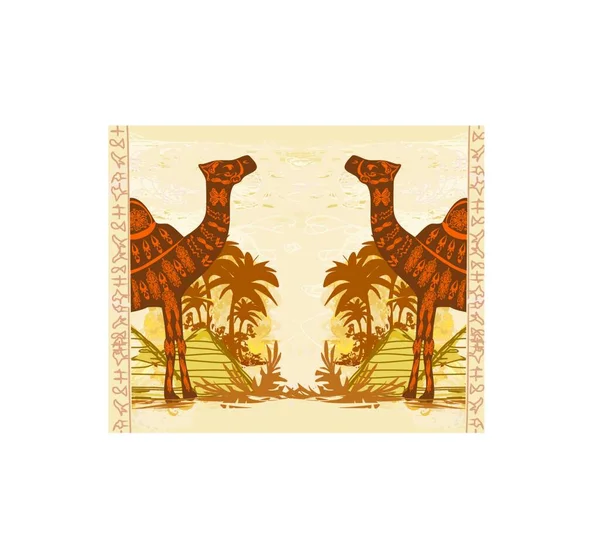 Векторная Иллюстрация Жирафа Пустыне — стоковый вектор