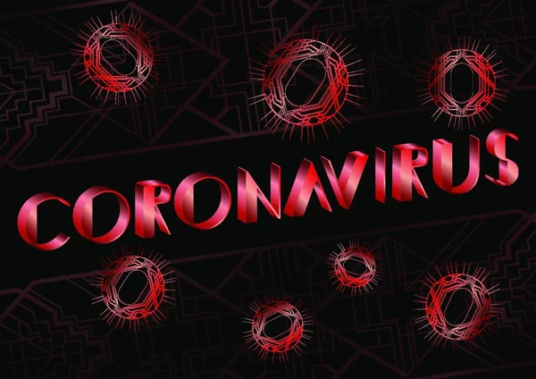 Texto Art Deco Coronavirus Tarjeta Felicitación Decorativa Signo Con Letras — Vector de stock