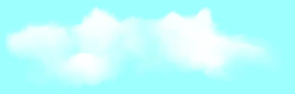 青い背景に白い現実的な雲のベクトル図 — ストックベクタ