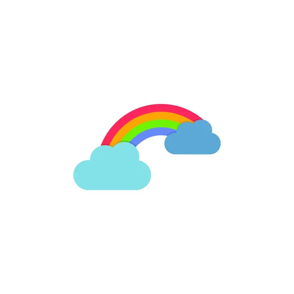 Rainbow Clouds Flat Color Icon Isolated Weather Vector Illustration — Stock Vector