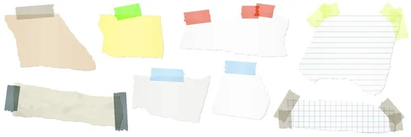 Collection Différents Morceaux Papier Couleur Avec Des Bandes Adhésives — Image vectorielle