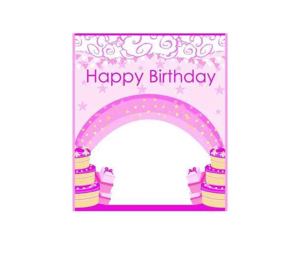 Happy Birthday Card Girlish Invitation — Stock Vector