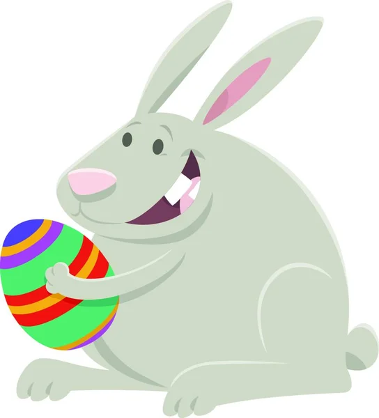 Dibujos Animados Ilustración Divertido Conejo Pascua Con Huevo Pascua Coloreado — Archivo Imágenes Vectoriales