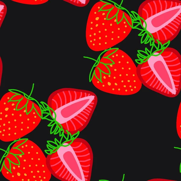 Padrão Sem Costura Vetorial Strawberrys Design Ilustração Abstrata Colorida Morango — Vetor de Stock