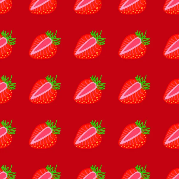 Векторный Бесшовный Узор Strawberrys Дизайнерская Красочная Абстрактная Иллюстрация Целый Нарезанный — стоковый вектор