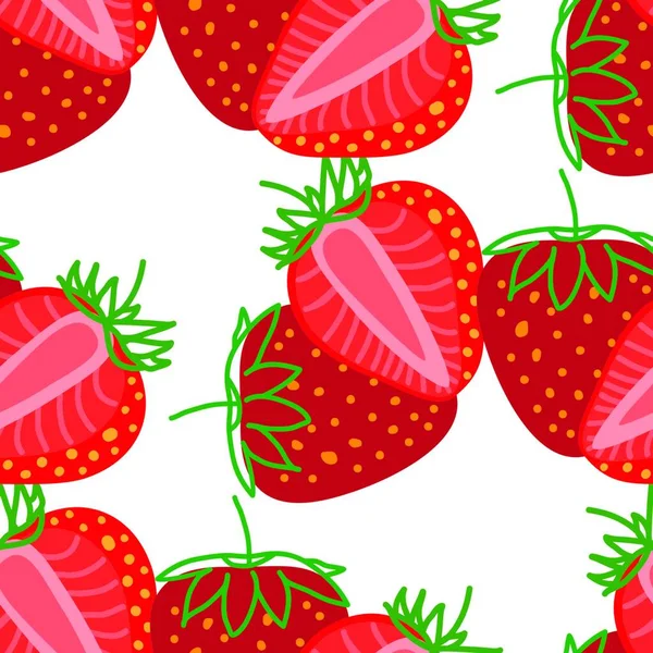 Padrão Sem Costura Vetorial Strawberrys Design Ilustração Abstrata Colorida Morango — Vetor de Stock