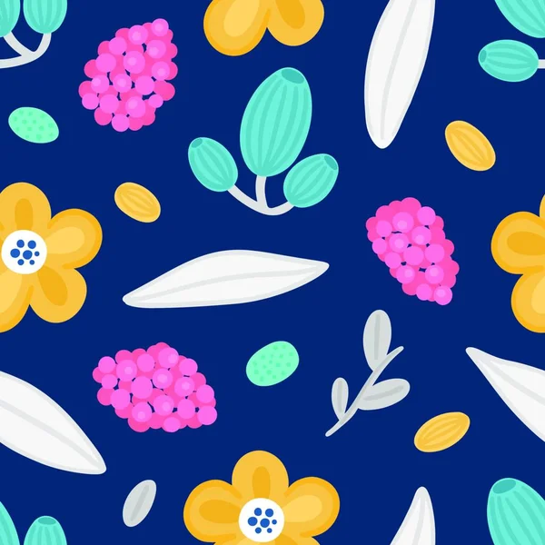 Florales Nahtloses Muster Handgezeichnete Schöne Blumen Bunte Sich Wiederholende Hintergrund — Stockvektor