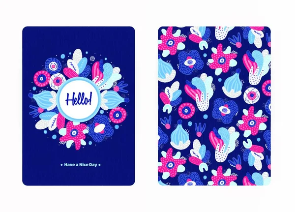 Diseño Cubierta Con Patrón Floral Flores Creativas Hechas Mano Fondo — Vector de stock