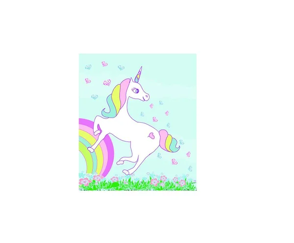 Cute Unicorn Pink Stars Vector Illustration — Stock Vector