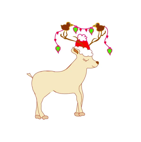 クリスマスハットとサンタクラスのかわいい漫画の犬 ベクターイラスト — ストックベクタ