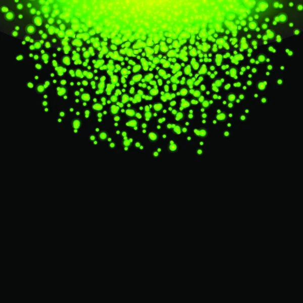 Падающие Светящиеся Зеленые Частицы Черном Фоне Праздник Ночной Клуб Праздничная — стоковый вектор