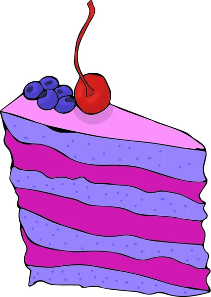 手の部分には チェリーとブルーベリー ケーキが描かれています ベクトル図 — ストックベクタ