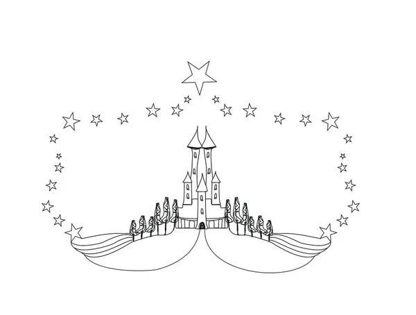 Казковий Замок Розмальовка Ізольована Каракулева Ілюстрація — стоковий вектор