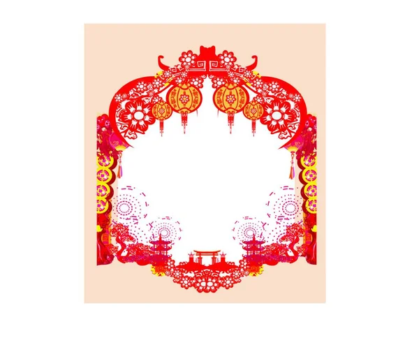 Mid Autumn Festival Chinese New Year Frame — Stock Vector