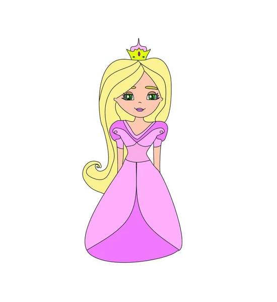 Princesse Avec Une Couronne Baguette Magique — Image vectorielle