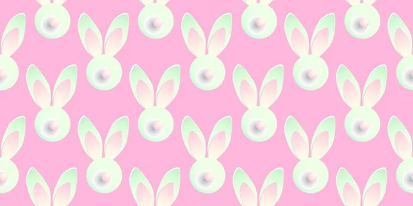 Пасхальный Фоновый Горизонтальный Баннер Бесшовный Шаблон Пасхальный Кролик Розовом Фоне — стоковый вектор