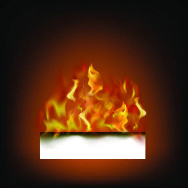 Fuego Ardiente Con Llama Roja Sobre Fondo Negro — Vector de stock