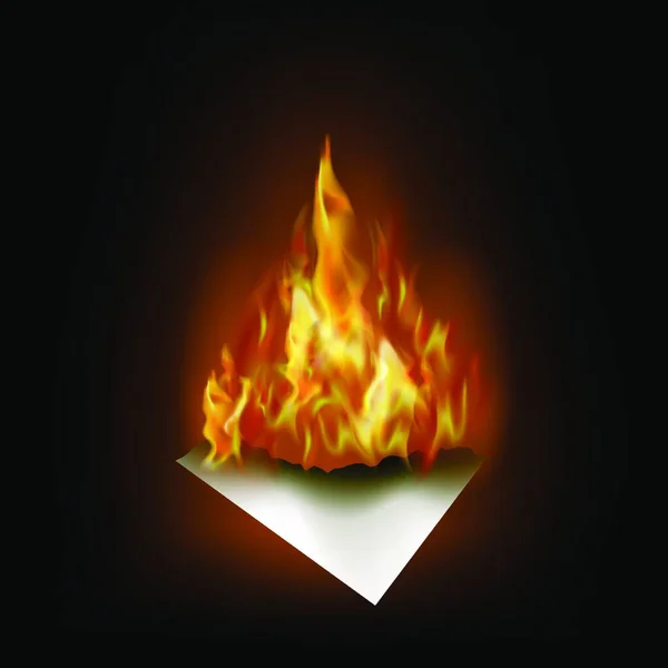Feuerflammensymbol Brennendes Feuer Mit Rotem Herzen — Stockvektor