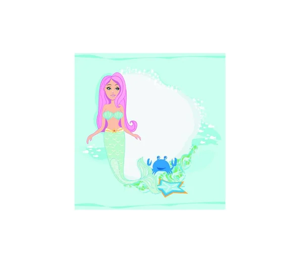 Sirena Con Una Flor Ilustración Vectorial — Vector de stock