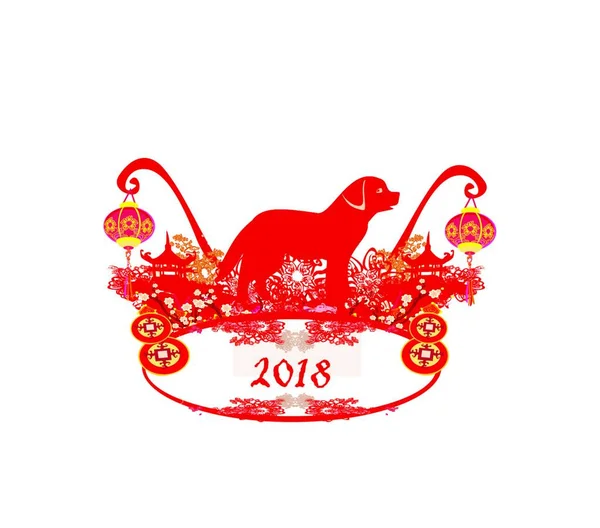 Κινεζικής Zodiac Έτος Του Σκύλου — Διανυσματικό Αρχείο