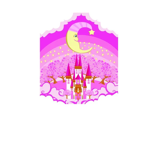 Magic Fairy Tale Château Lune Souriante — Image vectorielle