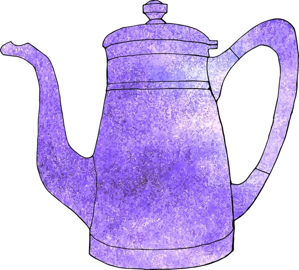 Ultra Violet Watercolor Hand Drawn Coffeeapot Vector Illustration — Stock Vector